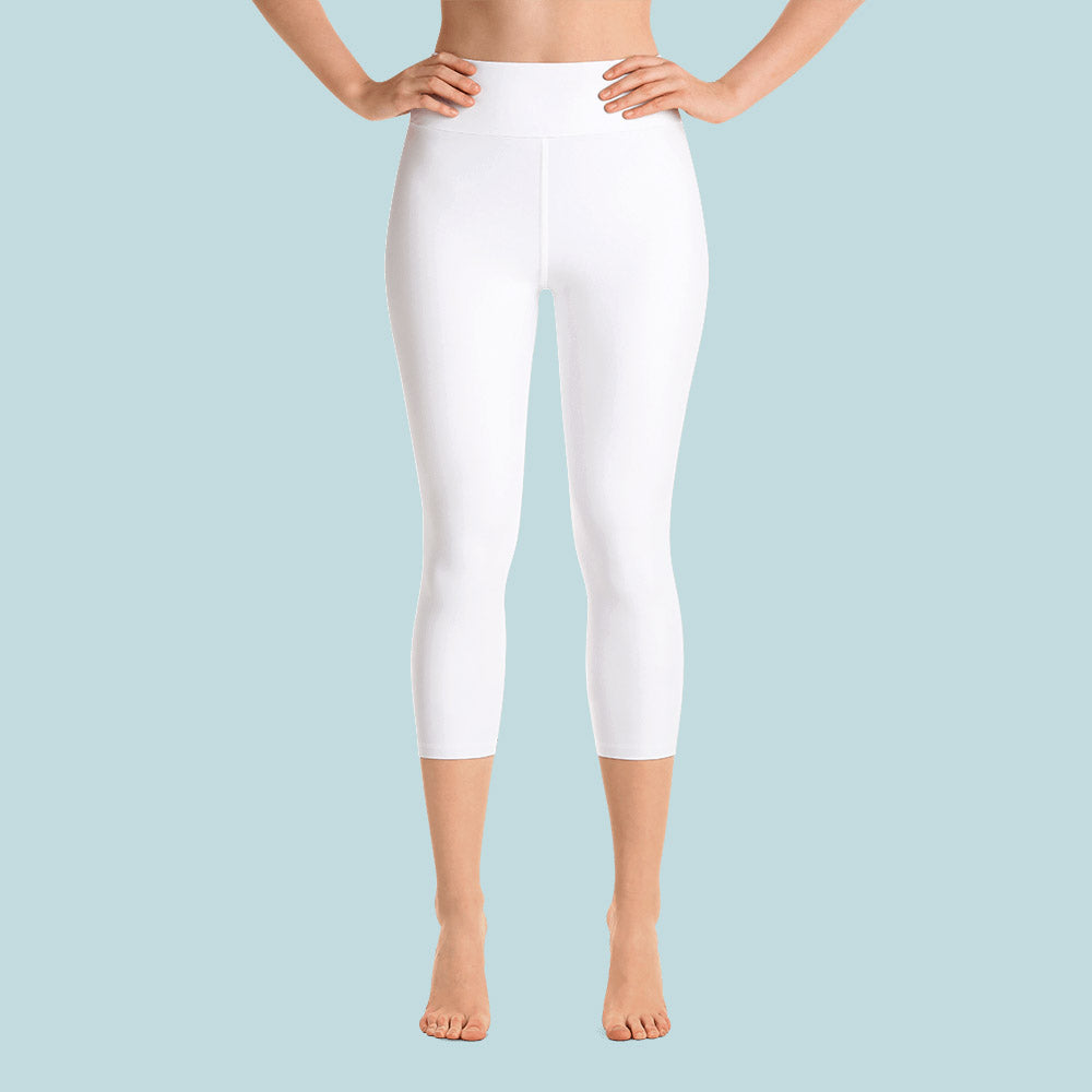 XFLWAM Womens Capri Leggings Casual Knee Length Capris Workout Summer High  Waist Yoga Pants Soft Buttery Short Leggings White L